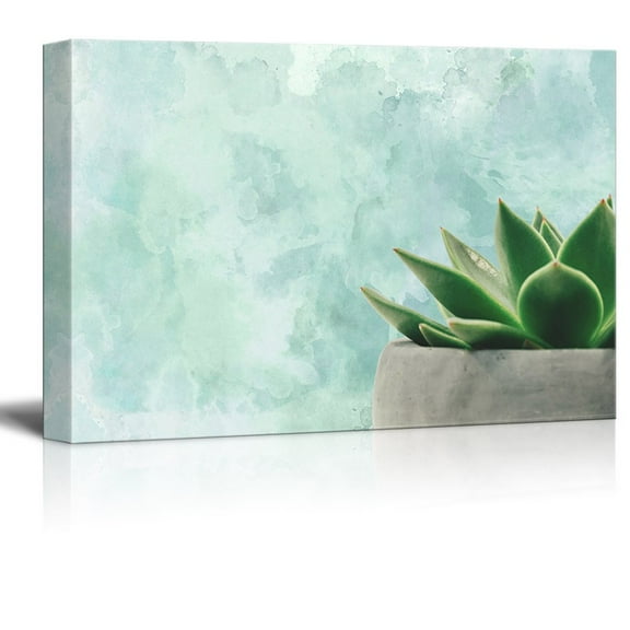 wall26 Canvas Print Wall Art - Pot of Succulent Plant on Abstract Background - Gallery Wrap Modern Home Art | Ready to Hang - 32x48 inches
