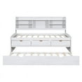 thumbnail image 5 of [Luckynote]Twin Size Wooden Captain Bed with Built-in Bookshelves,Three Storage Drawers and Trundle, White Wash, 5 of 10