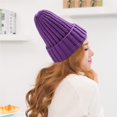 thumbnail image 2 of Minnieouse Sombrero Unisex mezclas de algodón sólido cálido HIP HOP sombreros de punto hombres gorras de invierno mujeres Skullies gorros para Sombreros morado claro Minnieouse AP000123-04, 2 of 6
