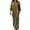 Khaki, variant on Womens 2 Piece Outfits Dressy Casual Long Sleeve Collared Shirt and Wide Leg Trouser Pant Loose Sets with Prints (XL, Pink)