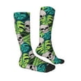 thumbnail image 3 of Daiia Sports Socks Skull and Palm Leaves Printed Novelty Crew Socks for Men Women Knee High Socks Cotton Socks Soft & Breathable Support Unisex Socks, 3 of 9