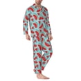 thumbnail image 2 of Honeii Watermelon Pattern Mens Pajamas Set,2pcs Men's Lounge Long Sleeve Sleep Shirt and Pajama Bottoms Sleepwear Set,Mens Pjs Sets-Small, 2 of 7