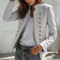 thumbnail image 6 of Maqroz Napoleon Jacket for Womens Stand Collar Long Sleeve Double Breasted Outerwear Gold Decor Buttons Tailored Structured Dressy Jacket for Evening Occasions, 6 of 7