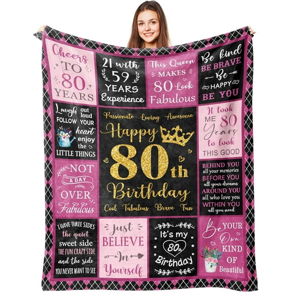 80th Birthday Gifts for Women, 80 Year Old Birthday Gifts for Women, 80th Birthday Gifts Ideas, Best Gifts for 80 Year Old Woman, 80th Birthday Decorations for Women, 80th Birthday Blanket 50" X 60"