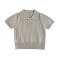 thumbnail image 4 of GiLiling Kids Collared Knit Shirt - Short Sleeve Solid Color Lightweight Sweater Polo Top for Boys Girls Summer Wear (Beige, 6-7 Years), 4 of 6