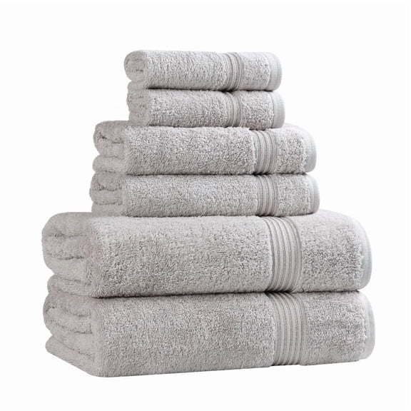 Superior Egyptian Cotton Absorbent 6-Piece Silver Towel Set
