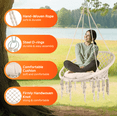 thumbnail image 2 of Macrame Swing Chair, Light Beige Boho Hanging Chair with Cotton Mesh, 330.7 lbs Weight Capacity, Thickened Cushion for Comfort, Easy Assembly for Indoor and Outdoor Use., 2 of 8