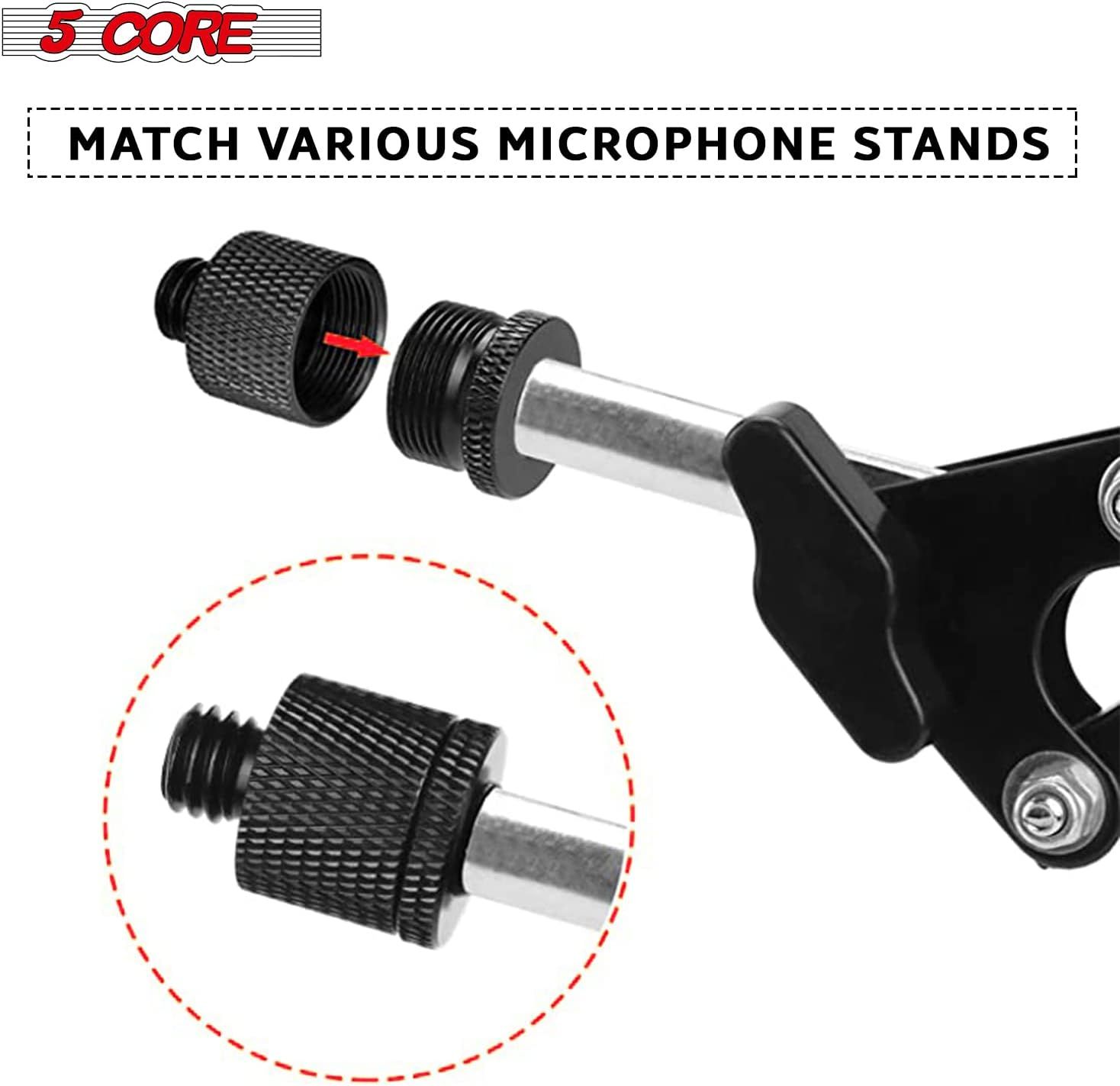 Mic Stand Adapter 12 Pieces 5/8 Female to 3/8 Male Screw Thread Conversion Connector for Microphone Stands Boom Arms Camera Tripod - MS ADP M BLK 5838 12PCS