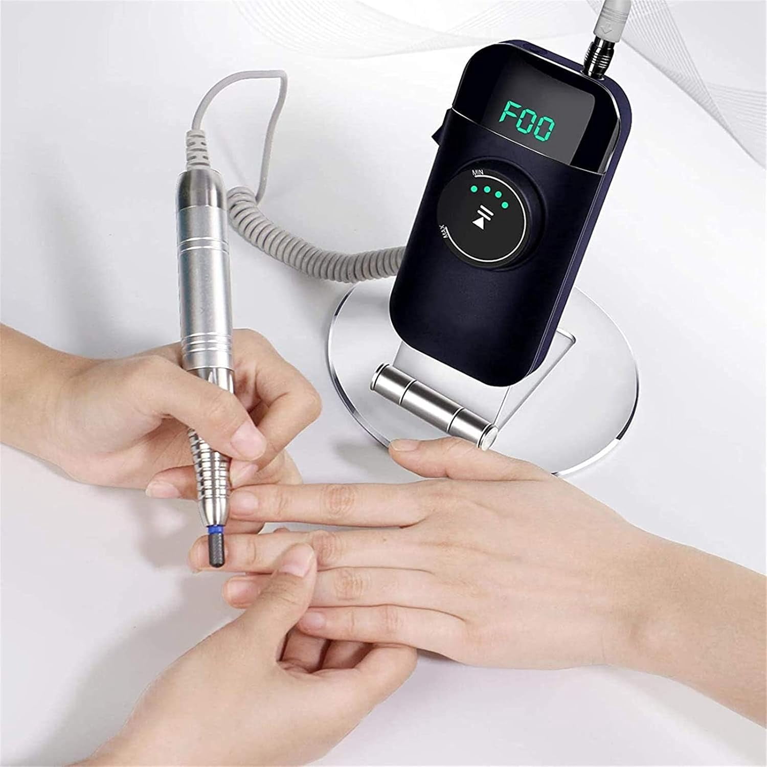 Nail Drill Electric Nail Files Portable Rechargeable File Kit 35000RPM, Professional Electric Manicure and Pedicure Set Nail Drill Machine for Acrylic Nails and Gel Nails
