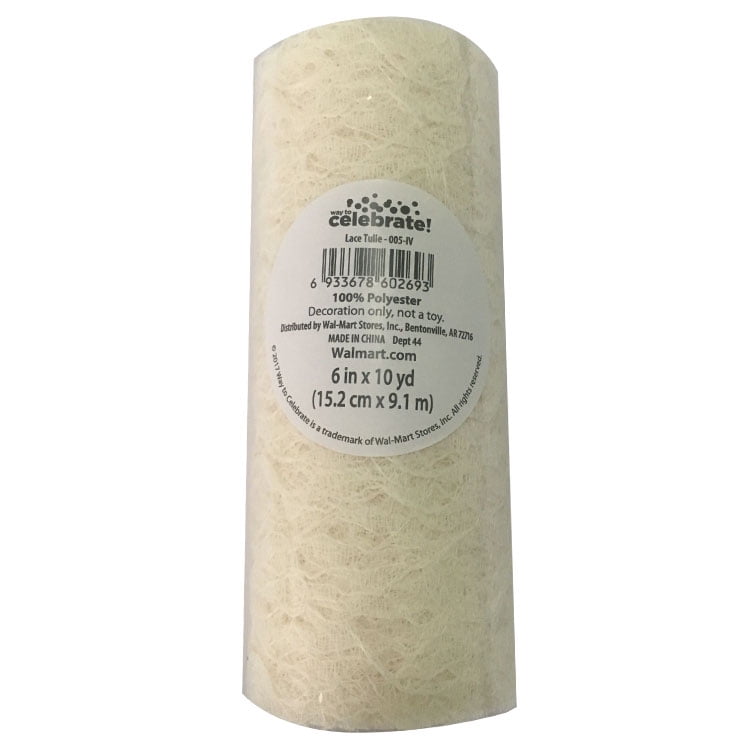 Way to Celebrate 6' x 10 Yds Ivory Lace Tulle, 1 Each