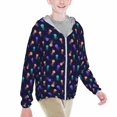 thumbnail image 2 of Cauagu Sea Jellyfish Print Sun Protection Jacket for Teen,Full-Zipper Long Sleeve Sun Shirts with Pockets UV Hoodie Shirts Outdoor Athletic Jacket-, 2 of 7