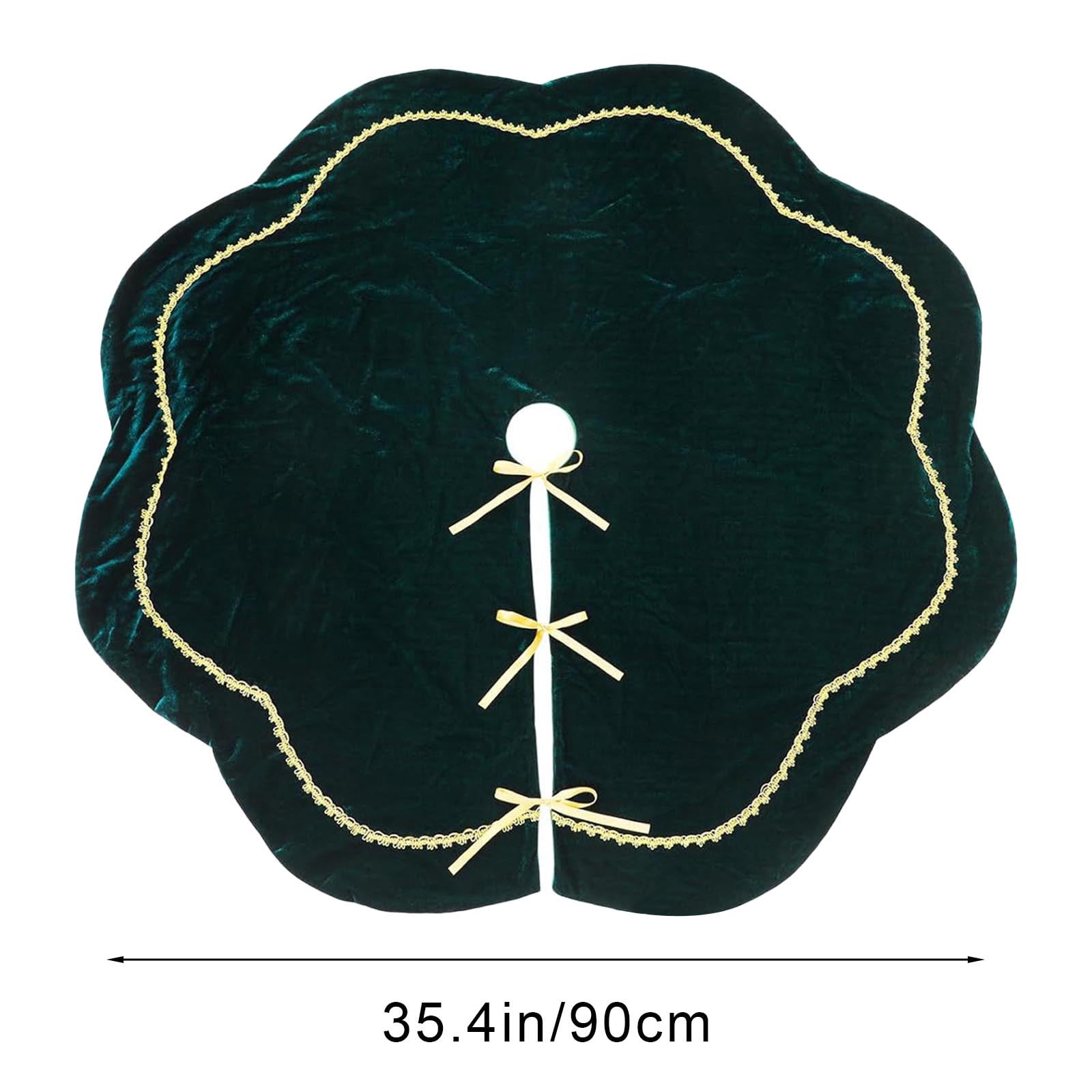 Christmas Decorations, Velvet Christmas Tree Skirt Holiday Tree Base Cover with Bow Tie Design Green Decorative Tree Skirt for Christmas Tree Ornament Display
