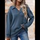 thumbnail image 5 of Sudadera con Cuello en V y Larga para Mujer, Estilo Informal, Holgado, de Punto, Estilo Túnica, para Otoño Azul Marino M, 5 of 7