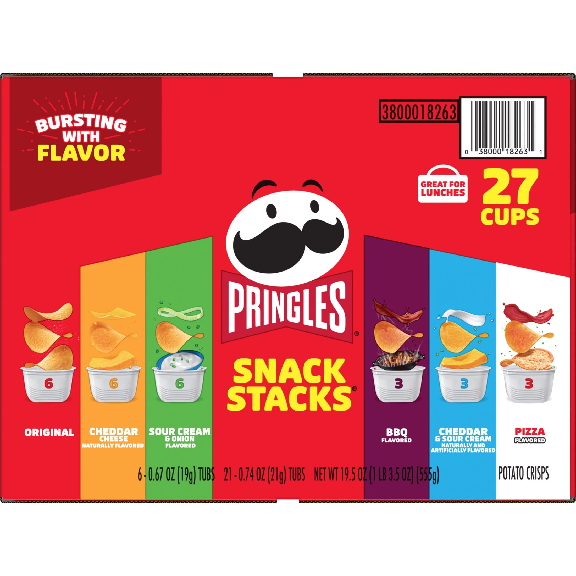 Pringles Snack Stacks Variety Pack Potato Crisps Chips, 19.5 oz, 27 ...