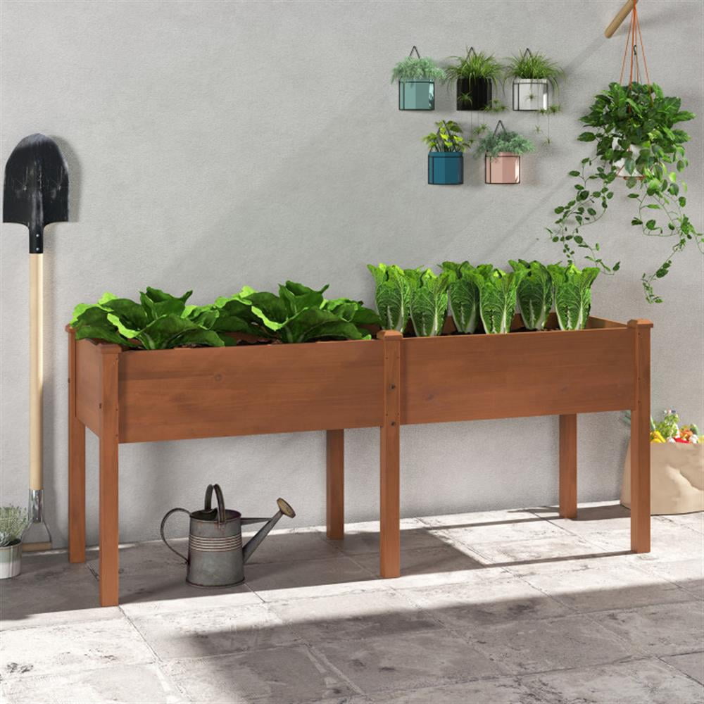 Topcobe Large Raised Garden Bed with Drainage Holes and 6 Supporting Legs, Outdoor Garden Bed for Patio Backyard-Brown