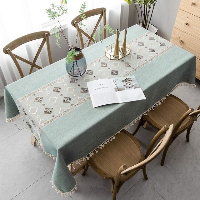 Elegante mantel estampado de estilo chino, mantel a prueba de polvo, mantel rectangular, mesa de té de jardín con borlas, mantel de mesa de comedor