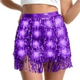 thumbnail image 7 of AGWOLF Women Tassel Sequin Skirt Sparkly Elastic High Waist Skirts Shiny Led Mini Skirts Fringe Belly Dance Hip Scarf Rave Party Outfit, 7 of 7