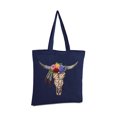 thumbnail image 2 of Awkward Styles Cow Skull Canvas Tote Bag Bull Skull Flowers Shopper Sugar Skull Reusable Grocery Bag for Day of the Dead Dia de los Muertos Gifts Cute Dreamcatcher Skull Bag Floral Bull Skull Tote Bag, 2 of 5