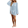 thumbnail image 2 of Yteetum Women's Swimsuit Cover Up Summer Crewneck Hollow Out Off Shoulder Bathing Suit Coverup Dresses Casual Solid Loose Round Neck Breathable Travel Vactaion Beach Dress, 2 of 6