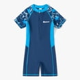 thumbnail image 4 of Boys One-piece Swimsuits with Tropical Print Zip Up Sun Durable Lightweight Beach Suifing Casual Kids Summer Swimwear Size 9-10 Y, 4 of 6