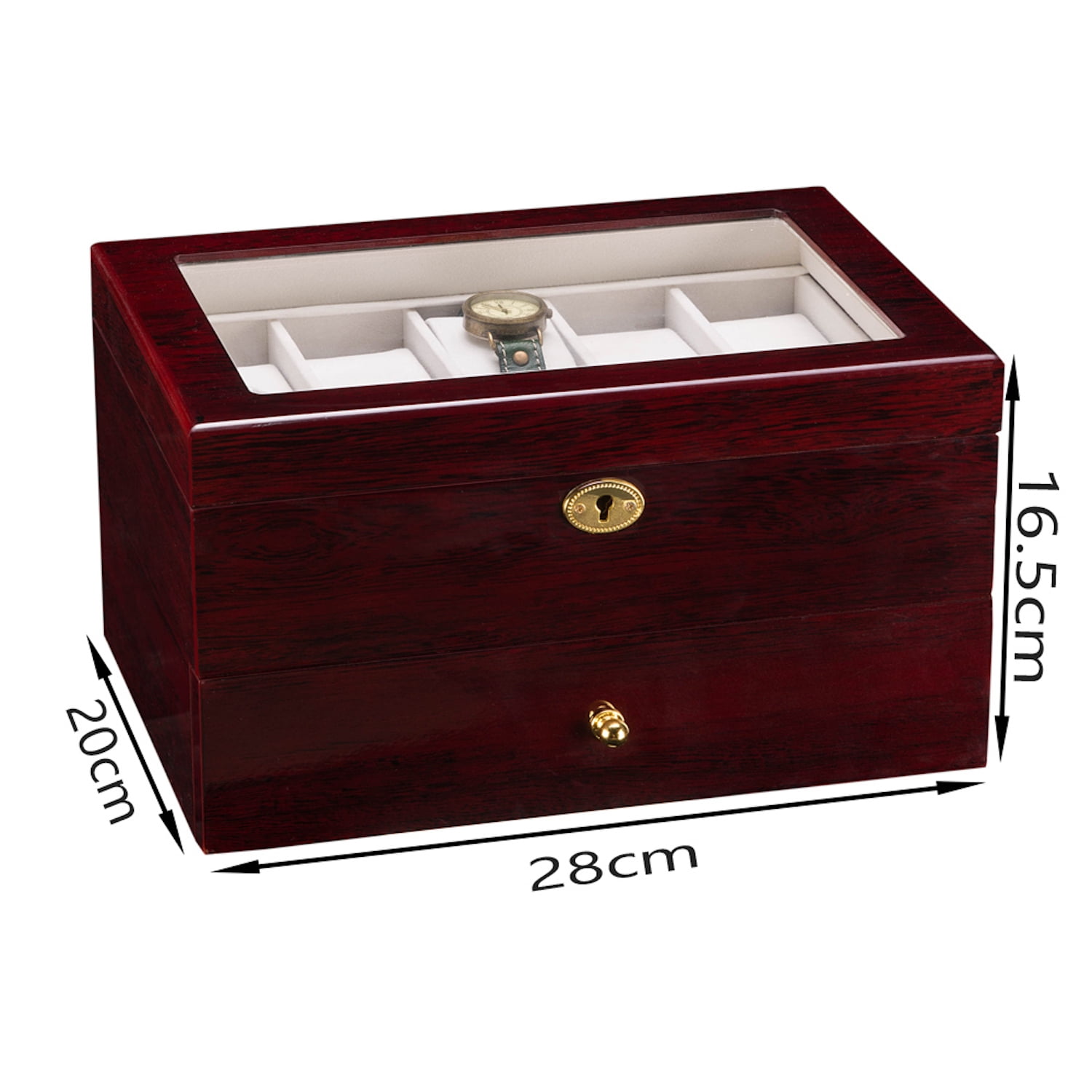 Lowestbest 20 Slots Wooden Case Watch Box, Display Case Glass Top Jewelry Storage Organizer Lowestbest 20 Slots Wooden Case Watch Box, Display Case Glass Top Jewelry Storage Organizer