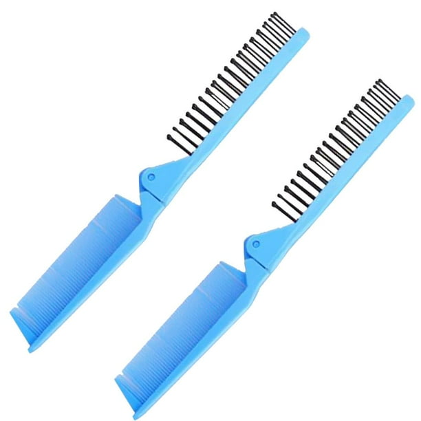 2 Pedazos Peine Antiestático de Cabello con Doble Cabeza Resistente a Calor Azul Yuyangstore Peine de bolsillo plegable