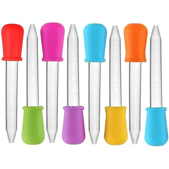8Pcs Liquid Droppers Silicone 5ml Clear Liquid Medicine Eye Dropper with Bulb Tip for Baby Kids Kitchen