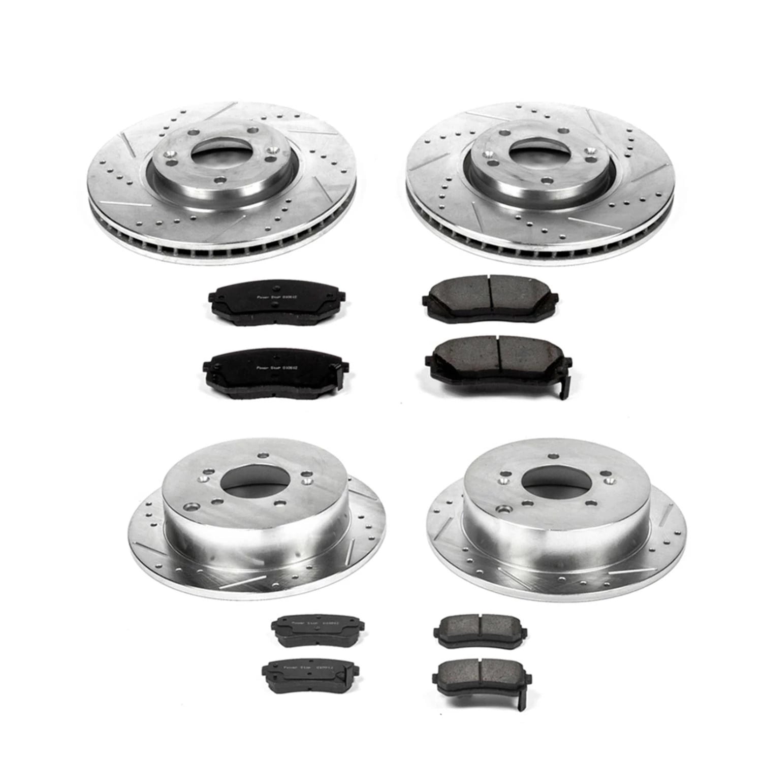 PowerStop Front and Rear Z23 Evolution Sport Carbon-Fiber Ceramic Brake Pad and Drilled & Slotted Rotor Kit Fits: HYUNDAI KIA Select Models K6307