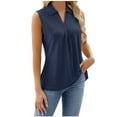 thumbnail image 4 of FAIWAD Womens Summer Sleeveless Tank Tops Trendy Lapel V Neck T Shirt Casual Dressy Blouse Tops, 4 of 5