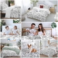 thumbnail image 6 of Boho Grey Floral Bedding 3 Piece Duvet Cover Set Queen Size, Vintage Farmhouse Paisley Plant Leaf Soft Microfiber Comforter Cover with Zipper Closure & Pillowcases, FadeResistant Quilt Cover, 6 of 9