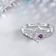 thumbnail image 4 of JQUEEN Women's Personalized 925 Silver Ring with 2 Simulated Birthstones Custom Engraved Mothers Rings with Name for Mom Couples Valentines Day Ring, 4 of 5