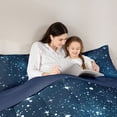 thumbnail image 5 of jejeloiu Starry Sky Queen Comforter Set,Galaxy Universe Bedding Sets,Blue White Bedding Comforter Set For Teens,Super Cozy Room Decor Reversible,3pcs, 5 of 8