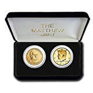 Gold Plated Roosevelt and JFK 2 Coin Set
