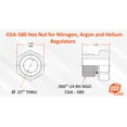 thumbnail image 2 of SÜA - CGA-580 Hex Nut for Nitrogen, Argon and Helium Regulators (.960"-14NGO-RH-EXT) - 3000 PSI, 2 of 3