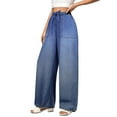 thumbnail image 5 of PAOLA RIBONI Women's Drawstring Wide Leg Jeans High Waisted Loose Fit Denim Pants Polyester, 5 of 9