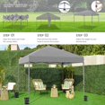 thumbnail image 2 of Songqin 10x10 1-Person Setup Pop Up Canopy Tent, Instant Portable Commercial Canopy Tent, Outdoor Gazebo with 1-Button Push, Wheeled Bag & 4 Sandbags for Home, Party & Outdoor Activities, Light Gray, 2 of 18