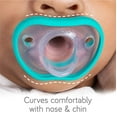 thumbnail image 2 of Nanobebe Baby Pacifiers 0-3 Month - Orthodontic, Curves Comfortably with Face Contour, Award Winning for Breastfeeding Babies, 100% Silicone, Baby Registry Gift 4pk,Teal/Grey, 2 of 7