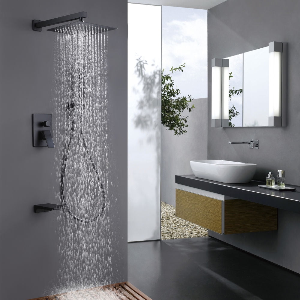 Kepooman Home Wall Mounted Square Rainfall Shower System, Pressure Balanced Complteted Shower System for Hotel Kepooman Home Wall Mounted Square Rainfall Shower System, Pressure Balanced Complteted Shower System for Hotel