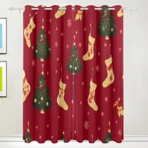 Christmas Trees Socks Black Out Curtains 84 Inch Length Curtains for Sliding Glass Doors Bedroom Living Room 2 Pack