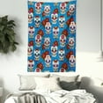 thumbnail image 3 of Sugar Skull Decor Tapestry, Retro Mexican Cultural Pattern on Polka Dots Rose Bouquets Skeletons, Wall Hanging for Bedroom Living Room Dorm Decor, 60W X 80L Inches, Multicolor, by Ambesonne, 3 of 5