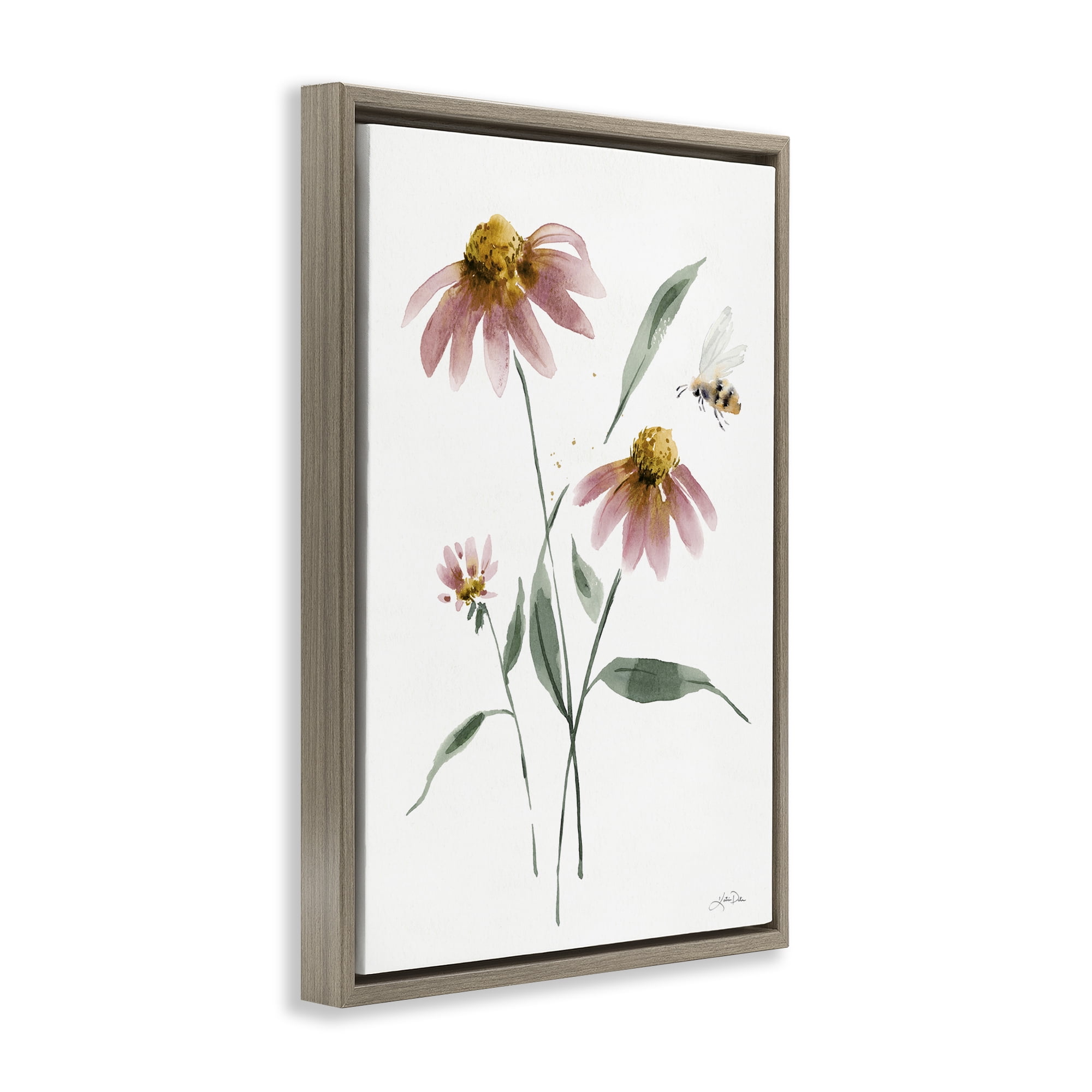 Stupell Industries Wild Honeybloom Florals Botanical & Floral Painting Brown Floater Framed Art Print Wall Art, 21 x 31