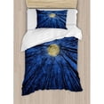 thumbnail image 3 of Forest Home Decor Queen Size Duvet Cover Set, Full Moon Illumination in Woods Star Night Heavenly Lunar Treetops Up Space Art, Decorative 3 Piece Bedding Set with 2 Pillow Shams, Blue, by Ambesonne, 3 of 3