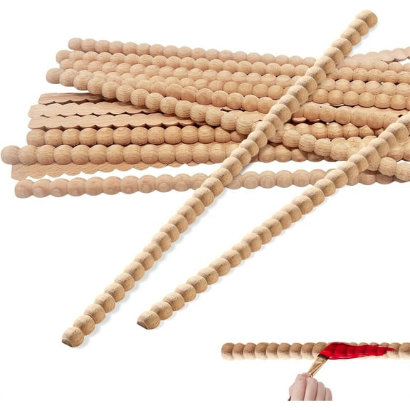 Triani 12Pcs Unfinished Wood Bead Trim 15.74 Inch DIY Decorative Half-Round Bead Molding for Home DIY Craft Wall Furniture Door Mirror Cabinet