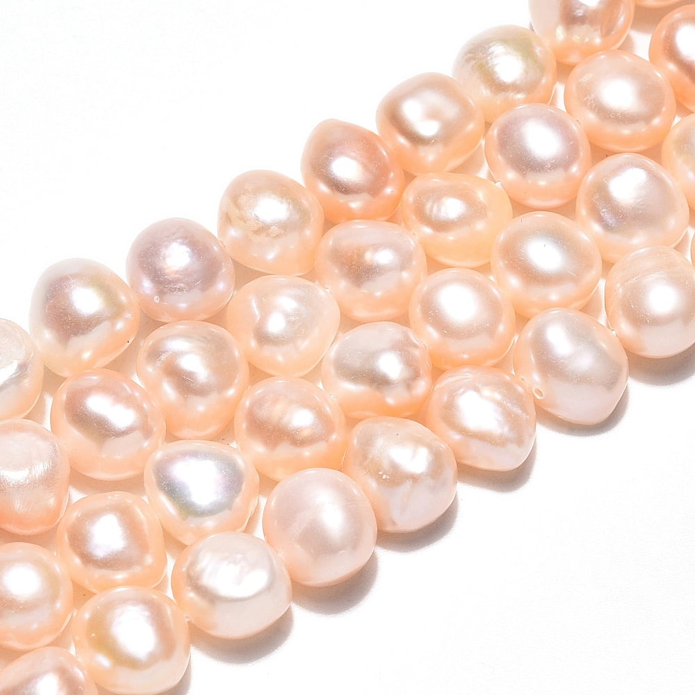 2 strand Natural Cultured Freshwater Pearl Beads Strands Two Sides Polished PeachPuff 7~10x7~11x5~8mm Hole: 0.6mm 40~42pcs/strand 13.58~14.17 inch(34.5~36cm)