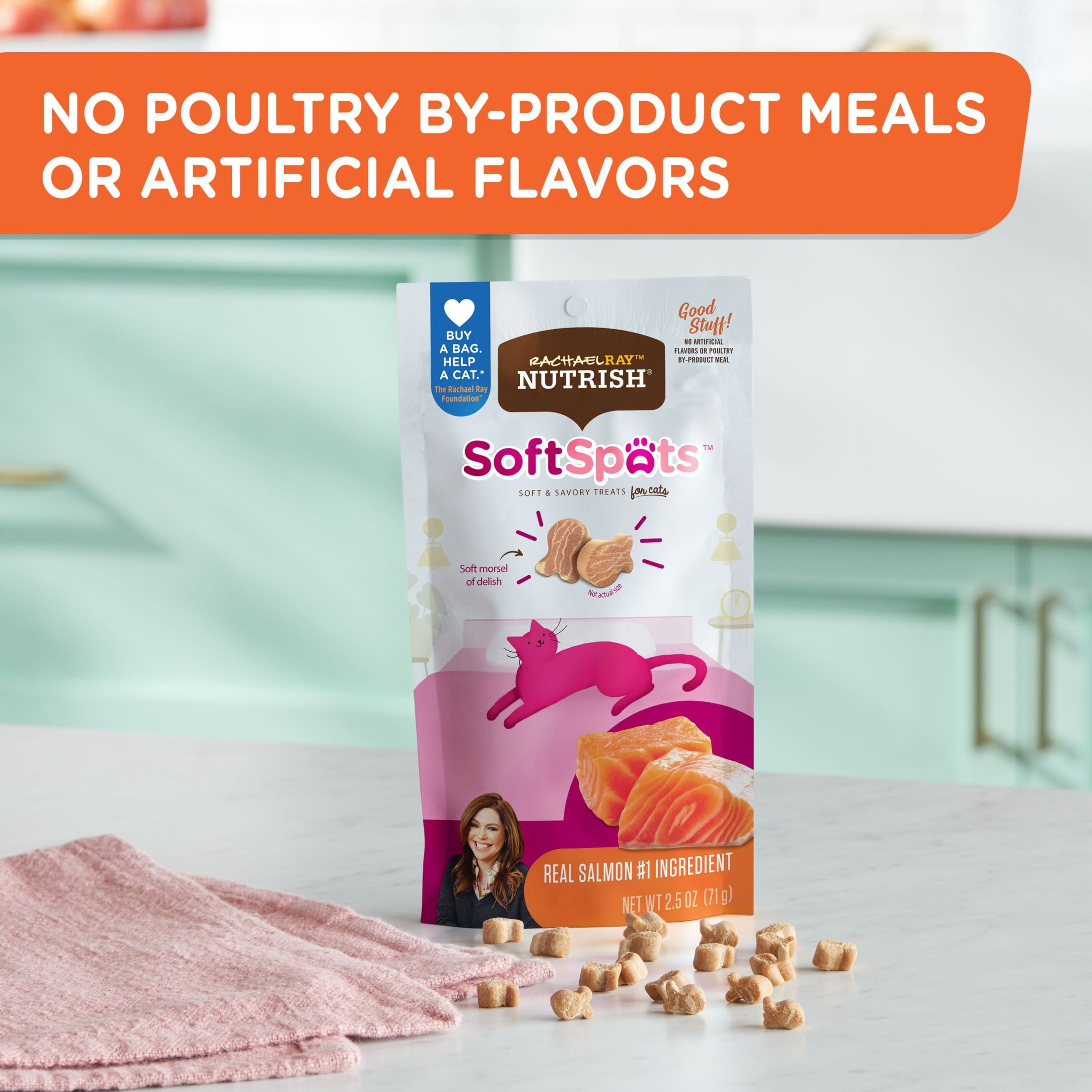 (2 pack) Rachael Ray Nutrish Soft Spots Dry Cat Treats, Salmon, 2.5 oz. Bag