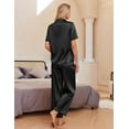 thumbnail image 4 of Ekouaer Womens Silk Satin Pajamas Set Button Down 2 Piece Pjs Wide Leg Long Pants Sleepwear Lounge Set with Pockets, 4 of 7