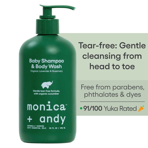 Monica   Andy 2-in-1 Baby Shampoo & Body Wash for Sensitive Skin, Lavender & Rosemary, 10 fl oz