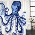 thumbnail image 3 of Navy Blue Octopus Coastal Waterproof Fabric Shower Curtain,Nautical Summer Beach Ocean Waterproof Fabric Shower Curtain for Bathroom Curtains Bathtubs Shower Curtains with 12 Hooks Stall 54x78in, 3 of 8