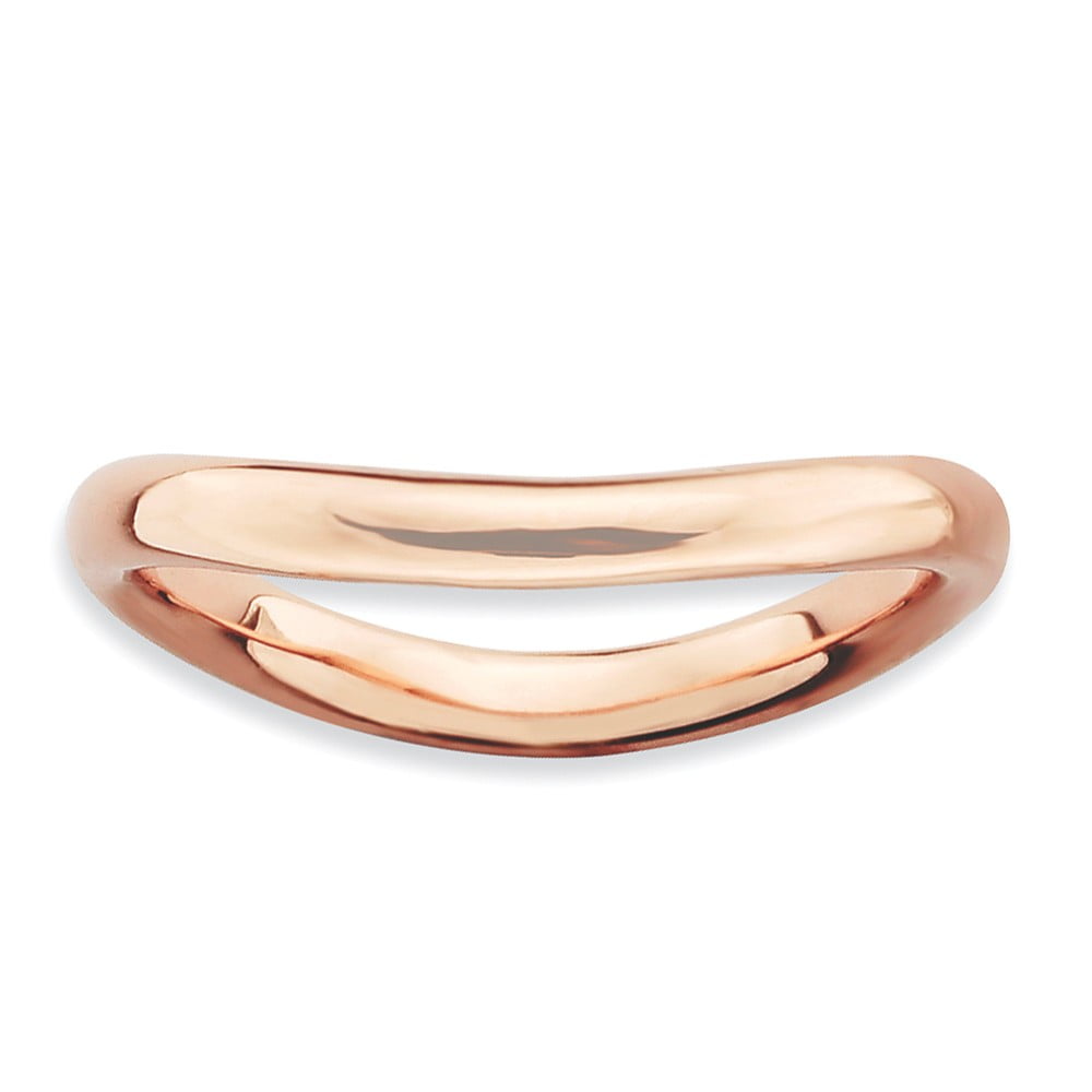 Best Quality Free Gift Box Sterling Silver Polished Pink-plate Wave Ring by Stackable Expressions