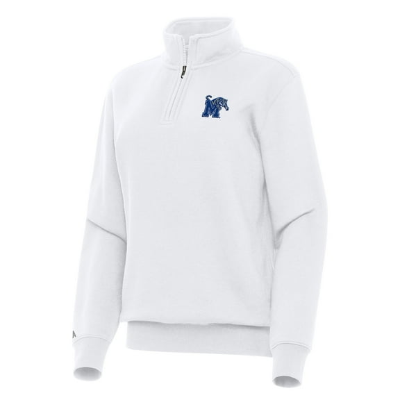 Women's Antigua White Memphis Tigers Victory Quarter-Zip Sweatshirt